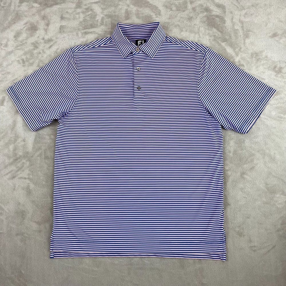 FootJoy Polo Shirt Men Medium Pink Blue FJ ProDry Lisle Performance Golf SS NEW